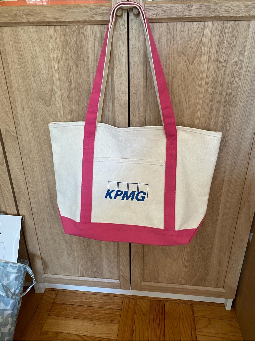 Pink & Cream Canvas Tote Bag